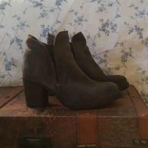 Grey suede Fly London boots. Insulated waterproof.